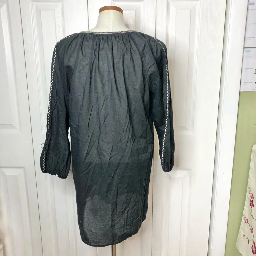 J. Crew black label embroidered peasant tunic top, tie front